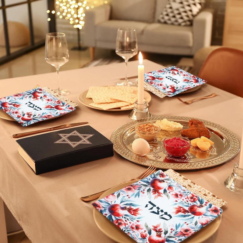 Mindsoft 2 Pcs Passover Afikoman Bags set Passover Seder Afikomen Holder Rustic Matzah Afikoman Cover Bags with 3 Layers Compartment for Pesach Jewish Holiday Party Decor Gifts(Pomegranate) - Image 4